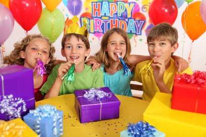 Children playing at a birthday party